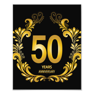 50 Years Gold Glitter Anniversary Photo Print