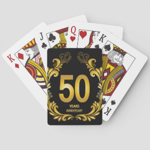 50 Years Gold Glitter Anniversary Playing Cards