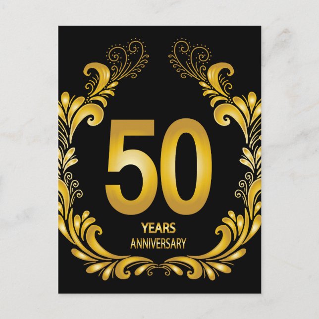 50 Years Gold Glitter Anniversary Postcard (Front)