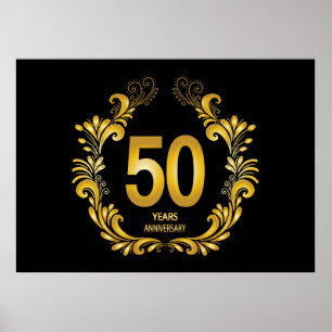 50 Years Gold Glitter Anniversary Poster