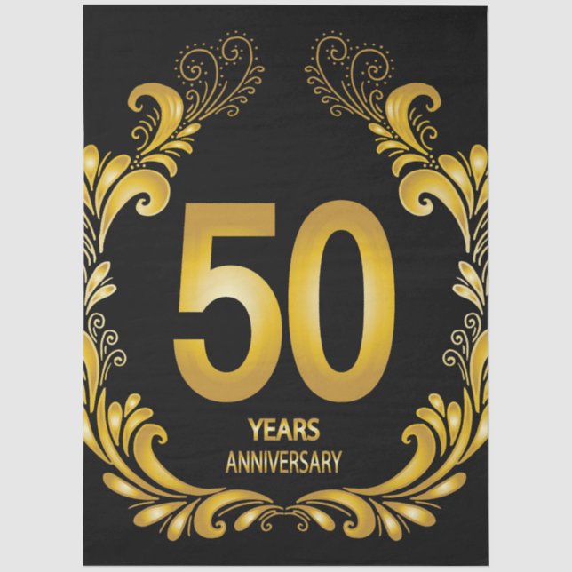 50 Years Gold Glitter Anniversary Tissue Paper (Front)