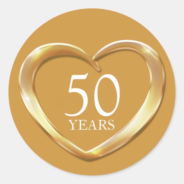 50 years golden anniversary heart sticker (Front)