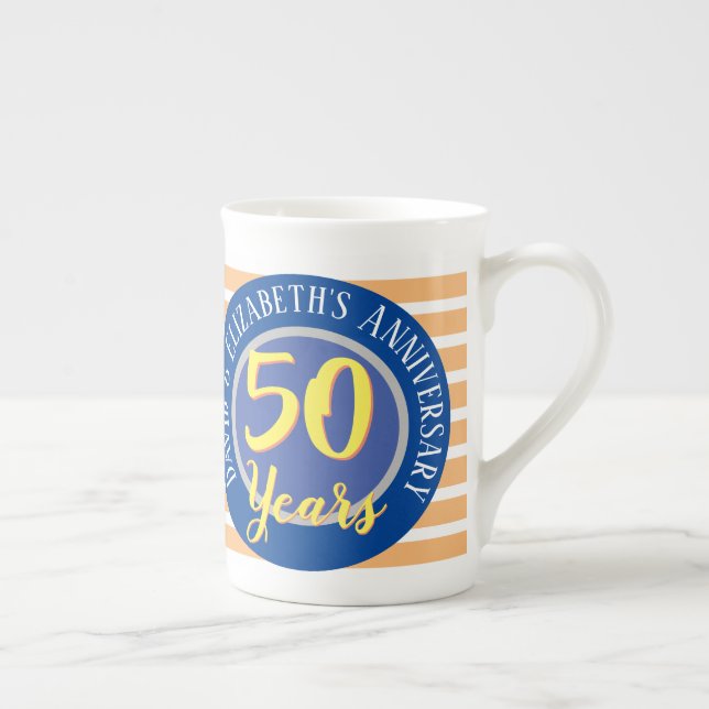 50 Years Golden Wedding Anniversary Bone China Mug (Right)