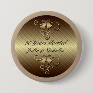 50 Years Married Gold Personalised Button
