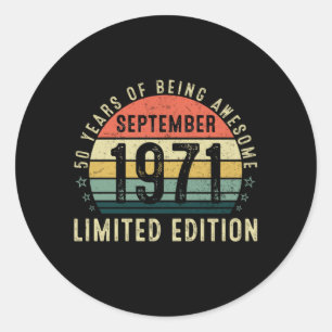 50 Years of being Awesome September Birthday Classic Round Sticker