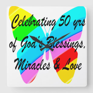 50 YEARS OF BLESSINGS SQUARE WALL CLOCK