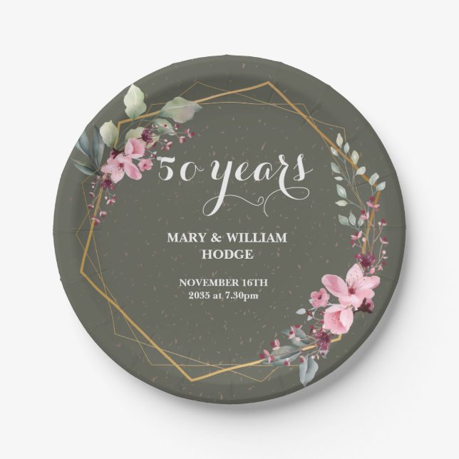 "50 Years of Forever: An Anniversary to Remember"  Paper Plate (Front)