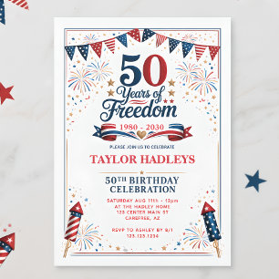 50 Years of Freedom 50th Birthday Invitation