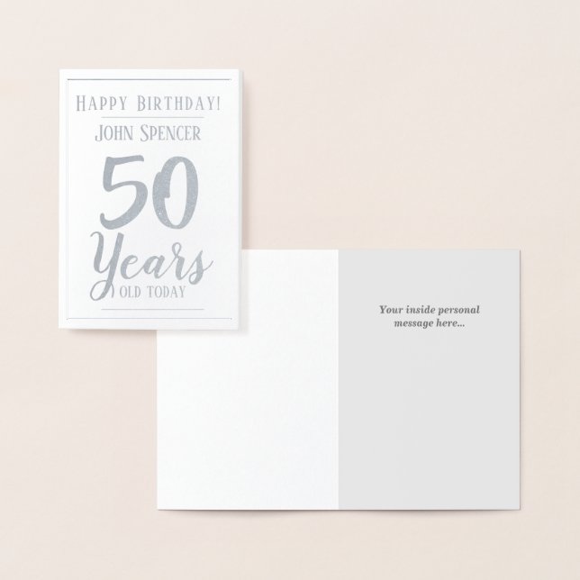 50 Years Old. 50th Birthday Foil Card (Display)