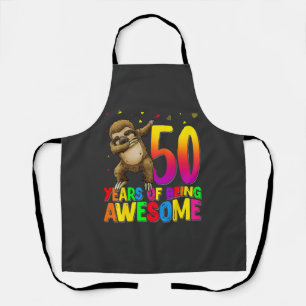 50 Years Old Birthday Sloth Dabbing 50th Birthday  Apron