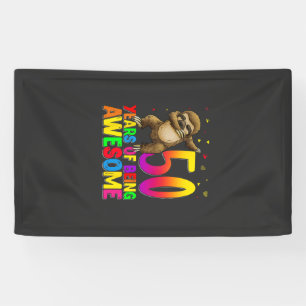 50 Years Old Birthday Sloth Dabbing 50th Birthday  Banner