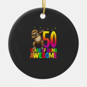 50 Years Old Birthday Sloth Dabbing 50th Birthday  Ceramic Tree Decoration