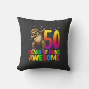 50 Years Old Birthday Sloth Dabbing 50th Birthday Cushion