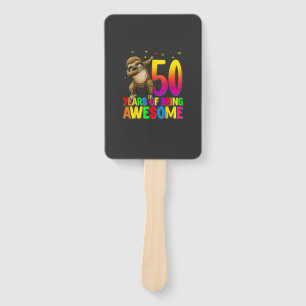 50 Years Old Birthday Sloth Dabbing 50th Birthday  Hand Fan