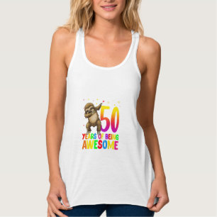 50 Years Old Birthday Sloth Dabbing 50th Birthday  Singlet