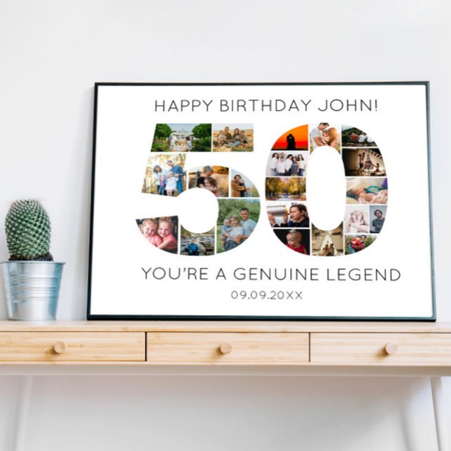 50 Years Photo Collage Birthday, party  Poster (Creator Uploaded)