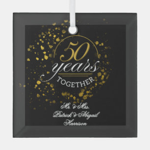 50 Years Together Golden Wedding Anniversary Glass Tree Decoration