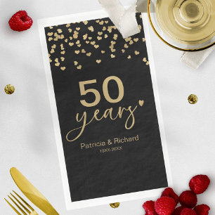 50 Years Wedding Anniversary Black And Gold Napkin