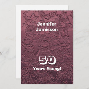 50 Years Young Birthday Party Pink Rag Doll Invitation