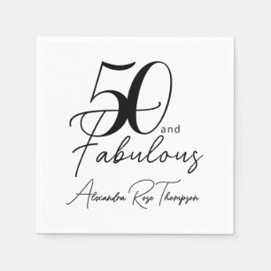 50and Fabulous Script 50th Birthday Party Napkin