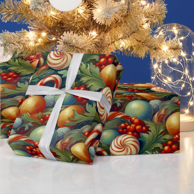 50s 60s Vintage Christmas wrapping paper H1003 (Holidays)