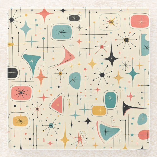 50s Atomic Starburst Glass Coaster (Front)