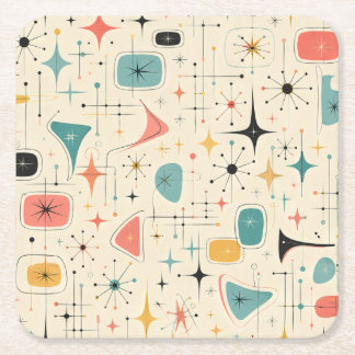50s Atomic Starburst Square Paper Coaster