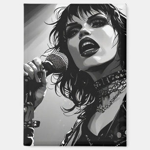 50s BW Graphic Comic Style Goth Punk Singers Magnet
