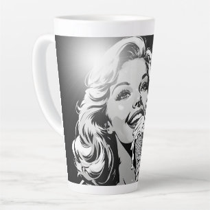 50s BW Graphic Comic Style Ice Cream Blonde Latte Mug
