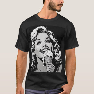 50s BW Graphic Comic Style Ice Cream Blonde T-Shirt
