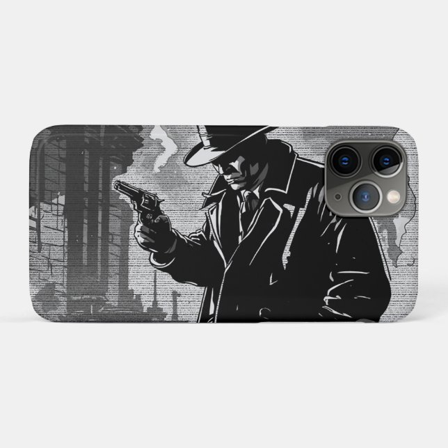 50s BW Graphic Comic Style Retro Urban Detective Case-Mate iPhone Case (Back (Horizontal))