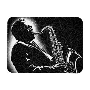 50s BW Graphic Style Saxophone Player Magnet