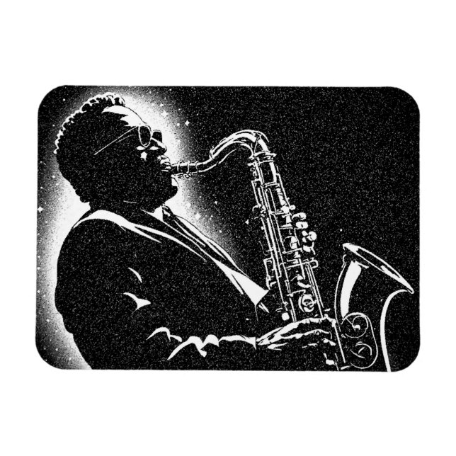 50s BW Graphic Style Saxophone Player Magnet (Horizontal)