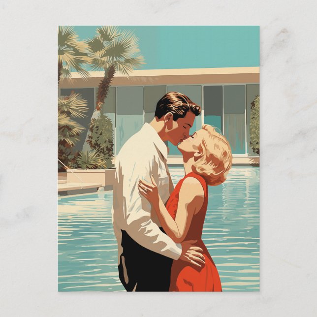 50s Couple Kissing  Postcard (Front)
