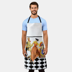 50's Diner Juke Box Records Couple Dancing Apron