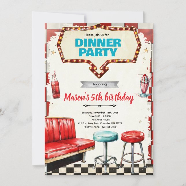 50s dinner party invitation (Front)