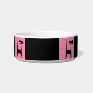 50's Retro Black Cat Pop Art Medium Pet Bowl