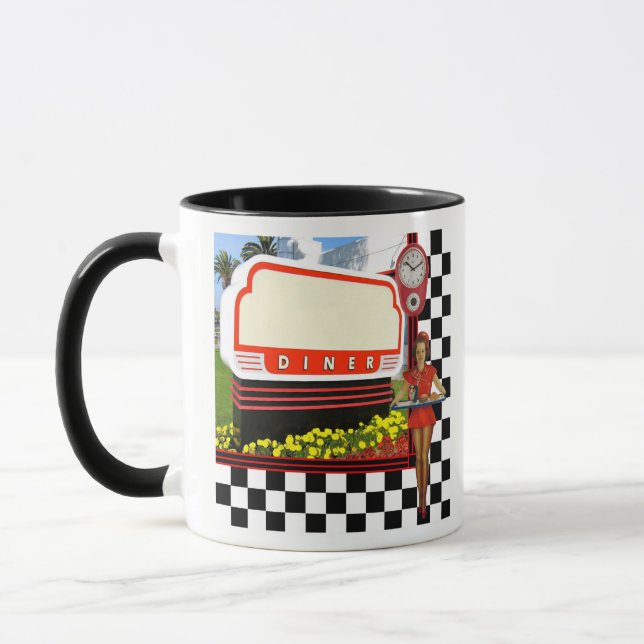 50s Retro Diner Blank Sign Mug (Left)