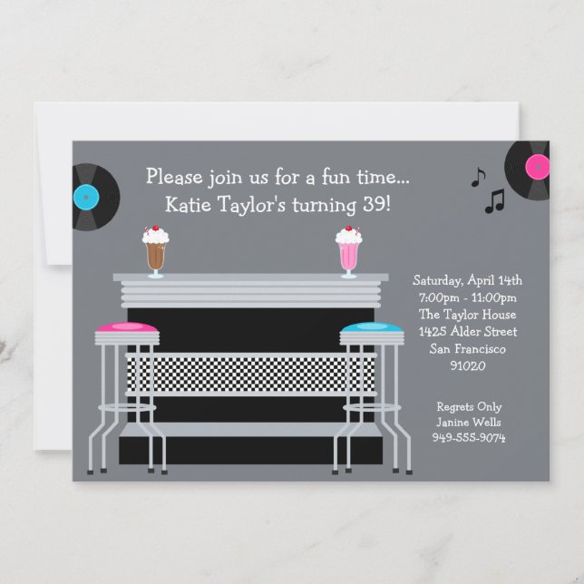 50's Retro Party Invitation (Front)