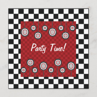 50s Retro Party Invitation in Red White and Black