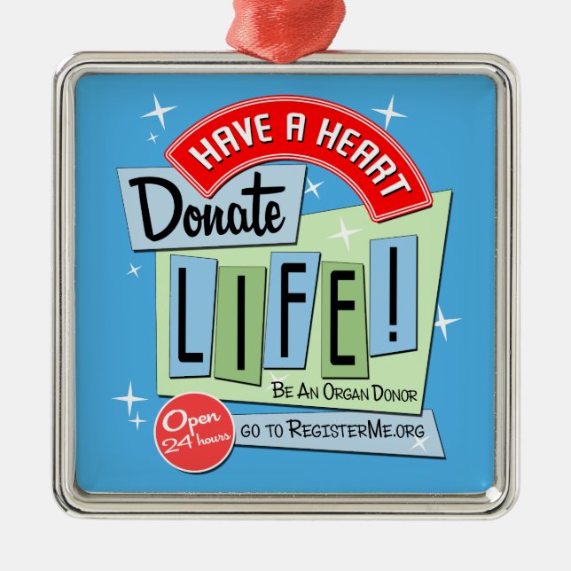50's-style Retro Donate Life Metal Tree Decoration (Front)