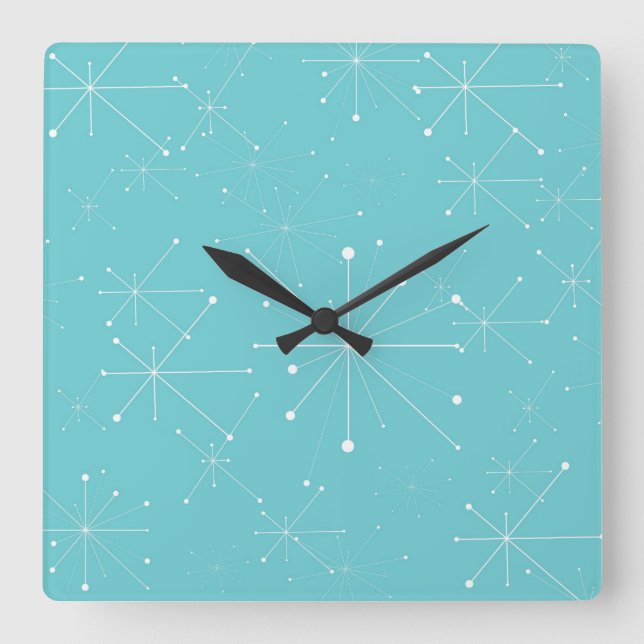 50s Style Retro Pattern Square Wall Clock (Front)