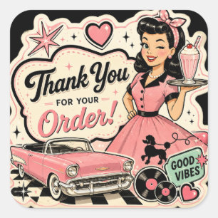 50's Style  Square Sticker