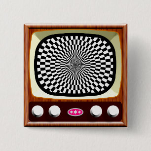 50s Television Op Art 15 Cm Square Badge