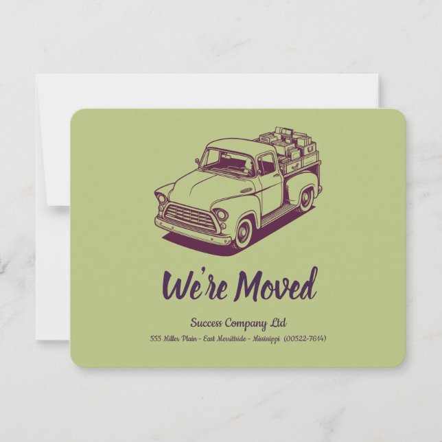 50's Truck Green Back Personalise Office Address Announcement (Front)