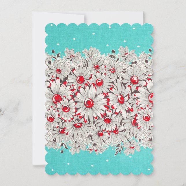 50s Vintage Border Print Daisies Party Invitation (Front)