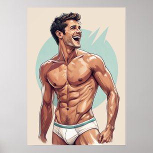 50s vintage - handsome guy pose poster