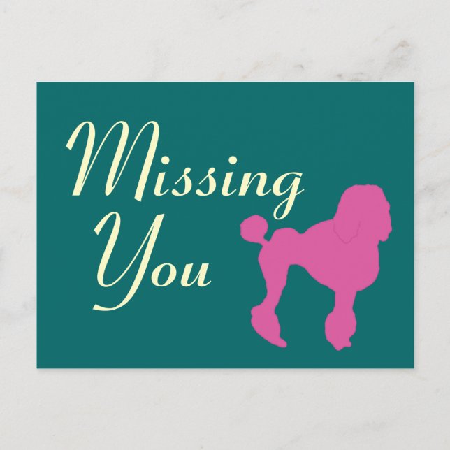 50s Vintage Pink Felt Poodle Postcard (Front)