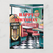 50s Vintage Retro Jukebox, Diner, Birthday Cake
