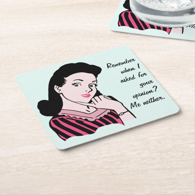 50s Woman Sarcasm Square Paper Coaster (Angled)